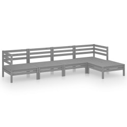 vidaXL Juego de muebles de jardín 5 piezas madera maciza de pino gris