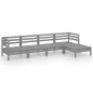 vidaXL Juego de muebles de jardín 5 piezas madera maciza de pino gris
