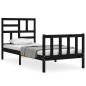 vidaXL Estructura de cama con cabecero madera maciza negro vidaXL Estructura de cama con cabecero madera maciza negro