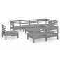 vidaXL Juego de muebles de jardín 9 piezas madera maciza de pino gris vidaXL Juego de muebles de jardín 9 piezas madera maciza de pino gris