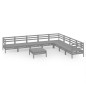 vidaXL Juego de muebles de jardín 9 piezas madera maciza de pino gris