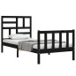 vidaXL Estructura de cama con cabecero madera maciza negro vidaXL Estructura de cama con cabecero madera maciza negro