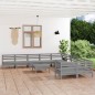 vidaXL Juego de muebles de jardín 11 piezas madera maciza de pino gris vidaXL Juego de muebles de jardín 11 piezas madera maciza de pino gris