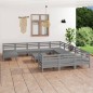vidaXL Juego de muebles de jardín 13 piezas madera maciza de pino gris vidaXL Juego de muebles de jardín 13 piezas madera maciza de pino gris