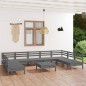 vidaXL Juego de muebles de jardín 10 piezas madera maciza pino gris vidaXL Juego de muebles de jardín 10 piezas madera maciza pino gris