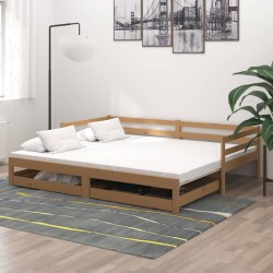 vidaXL Sofá cama extraíble madera maciza de pino miel 2x(90x200) cm