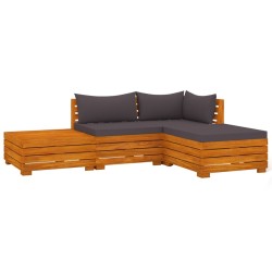 vidaXL Muebles de jardín 4 piezas con cojines madera maciza de acacia 