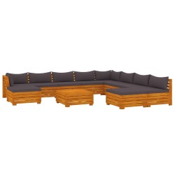 vidaXL Juego muebles de jardín y cojines 11 pzas madera maciza acacia
