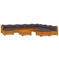 vidaXL Juego muebles de jardín y cojines 11 pzas madera maciza acacia vidaXL Juego muebles de jardín y cojines 11 pzas madera maciza acacia