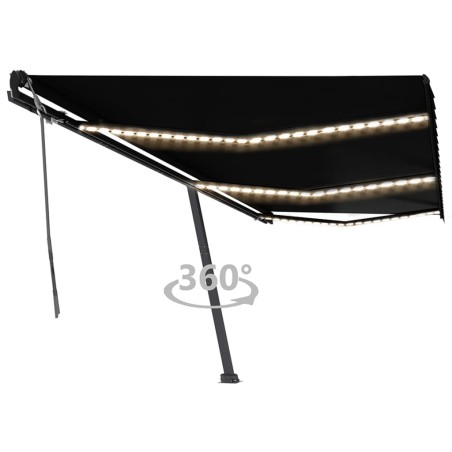 vidaXL Toldo retráctil manual con luz LED gris antracita 600x350 cm