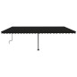 vidaXL Toldo retráctil manual con luz LED gris antracita 600x350 cm vidaXL Toldo retráctil manual con luz LED gris antracita 600x350 cm