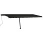 vidaXL Toldo retráctil manual con luz LED gris antracita 600x300 cm vidaXL Toldo retráctil manual con luz LED gris antracita 600x300 cm