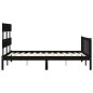 vidaXL Estructura cama de matrimonio con cabecero madera maciza negro