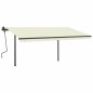 vidaXL Toldo manual retráctil con postes crema 4x3 m