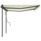 vidaXL Toldo manual retráctil con postes crema 4x3 m
