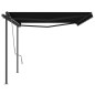 vidaXL Toldo retráctil automático con postes gris antracita 5x3 m vidaXL Toldo retráctil automático con postes gris antracita 5x3 m