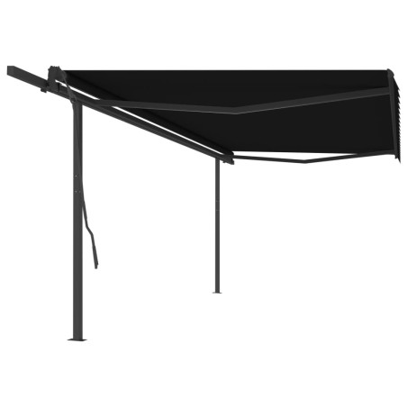 vidaXL Toldo retráctil manual con postes gris antracita 5x3,5 m