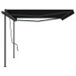 vidaXL Toldo retráctil manual con postes gris antracita 5x3,5 m vidaXL Toldo retráctil manual con postes gris antracita 5x3,5 m