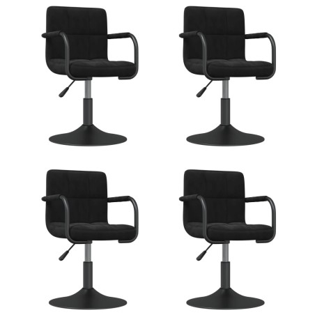vidaXL Sillas de comedor giratorias 4 unidades terciopelo negro