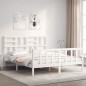 vidaXL Estructura de cama con cabecero madera maciza blanco 160x200 cm