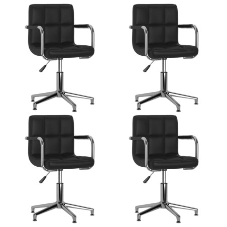 vidaXL Sillas de comedor giratorias 4 unidades cuero sintético negro