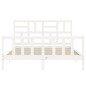 vidaXL Estructura de cama con cabecero madera maciza blanco 160x200 cm