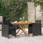vidaXL Juego de comedor de jardín 3 piezas con cojines negro vidaXL Juego de comedor de jardín 3 piezas con cojines negro