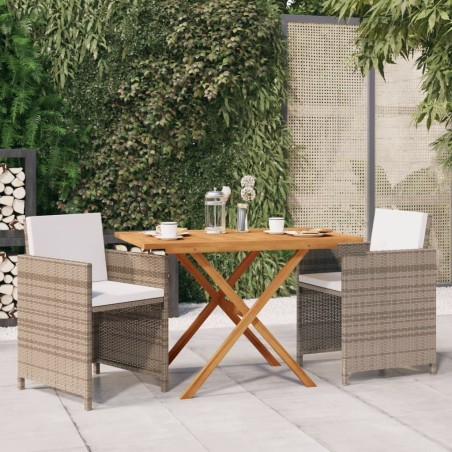 vidaXL Set de comedor de jardín 3 piezas con cojines beige
