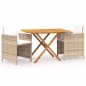 vidaXL Set de comedor de jardín 3 piezas con cojines beige vidaXL Set de comedor de jardín 3 piezas con cojines beige
