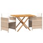 vidaXL Set de comedor de jardín 3 piezas con cojines beige vidaXL Set de comedor de jardín 3 piezas con cojines beige