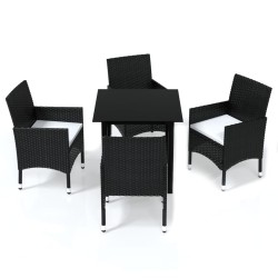 vidaXL Juego muebles jardín 5 pzas con cojines ratán sintético negro