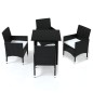 vidaXL Juego muebles jardín 5 pzas con cojines ratán sintético negro vidaXL Juego muebles jardín 5 pzas con cojines ratán sintético negro