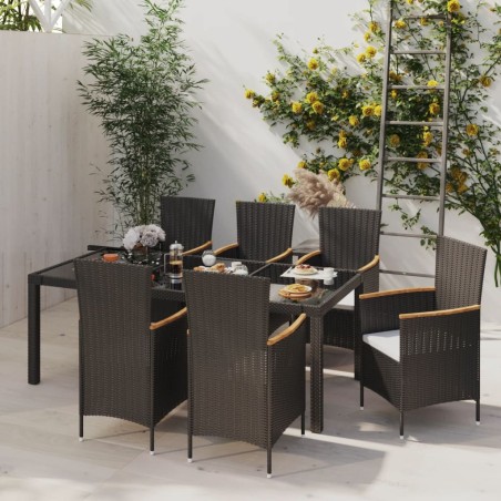 vidaXL Juego de comedor de jardín 7 piezas ratán sintético negro