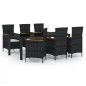 vidaXL Juego de comedor de jardín 7 piezas ratán sintético negro vidaXL Juego de comedor de jardín 7 piezas ratán sintético negro