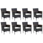 vidaXL Set de muebles de jardín 9 pzas y cojines ratán sintético negro vidaXL Set de muebles de jardín 9 pzas y cojines ratán sintético negro