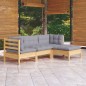 vidaXL Juego de muebles de jardín 4 pzas y cojines madera de pino vidaXL Juego de muebles de jardín 4 pzas y cojines madera de pino
