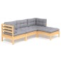 vidaXL Juego de muebles de jardín 4 pzas y cojines madera de pino vidaXL Juego de muebles de jardín 4 pzas y cojines madera de pino