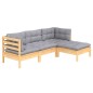 vidaXL Juego de muebles de jardín 4 pzas y cojines madera de pino vidaXL Juego de muebles de jardín 4 pzas y cojines madera de pino