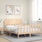 vidaXL Estructura de cama con cabecero madera maciza 140x200 cm