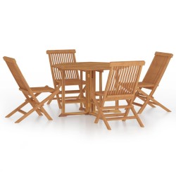 vidaXL Set de comedor de jardín plegable 5 pzas madera maciza de teca