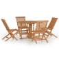 vidaXL Set de comedor de jardín plegable 5 pzas madera maciza de teca vidaXL Set de comedor de jardín plegable 5 pzas madera maciza de teca