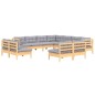 vidaXL Juego de muebles de jardín 11 pzas y cojines madera maciza pino vidaXL Juego de muebles de jardín 11 pzas y cojines madera maciza pino