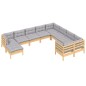 vidaXL Juego de muebles de jardín 10 pzas y cojines madera de pino vidaXL Juego de muebles de jardín 10 pzas y cojines madera de pino