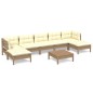 vidaXL Muebles de jardín 8 pzas y cojines madera de pino marrón miel vidaXL Muebles de jardín 8 pzas y cojines madera de pino marrón miel