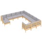 vidaXL Muebles de jardín 12 pzas y cojines madera de pino gris vidaXL Muebles de jardín 12 pzas y cojines madera de pino gris