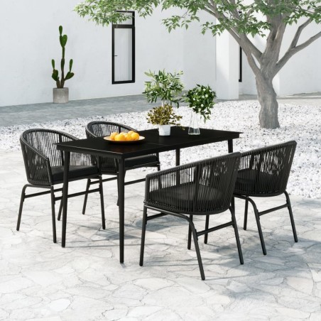 vidaXL Juego de comedor para jardín 5 piezas negro