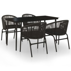 vidaXL Juego de comedor para jardín 5 piezas negro