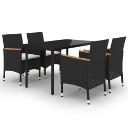 vidaXL Set comedor de jardín 5 pzas y cojines ratán sintético y vidrio