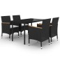 vidaXL Set comedor de jardín 5 pzas y cojines ratán sintético y vidrio vidaXL Set comedor de jardín 5 pzas y cojines ratán sintético y vidrio