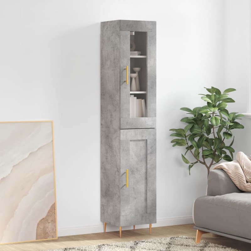 vidaXL Aparador de madera contrachapada gris hormigón 34,5x34x180 cm vidaXL Aparador de madera contrachapada gris hormigón 34,5x34x180 cm